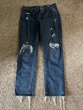 Old Navy Dark Indigo High-Rise Slouchy Straight Jeans